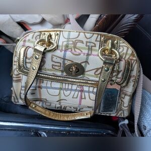 Vintage Gold and White Poppy Coach Purse